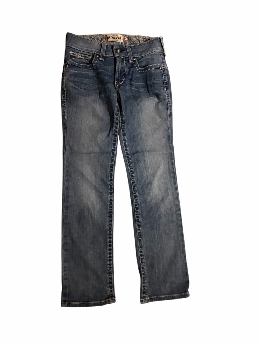 Ariat REAL Mid Rise Straight Jeans Womens 27 Short Medium Wash